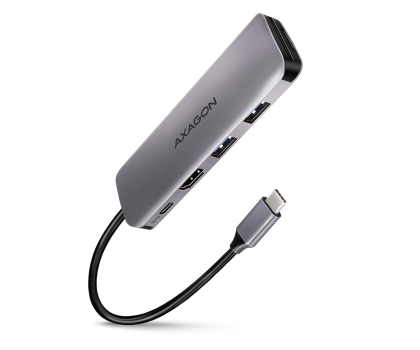 Stacja dokująca do laptopa Axagon HMC-5, USB 5Gbps hub, porty 2x USB-A, HDMI 4k/30Hz, SD/mSD